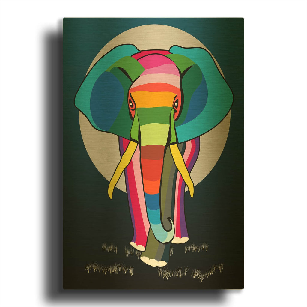 'Elephant' By Mark Ashkenazi Gold Metal Wall Art