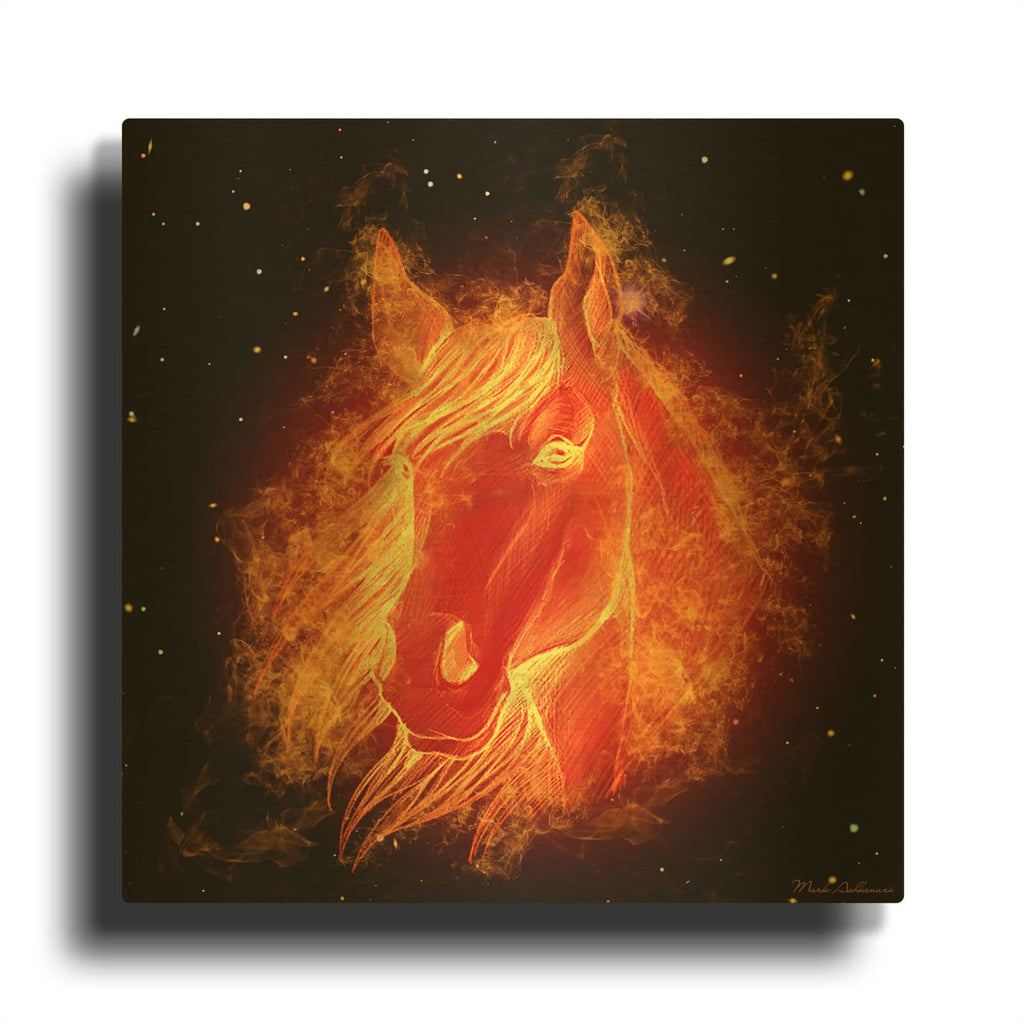 'Horse On Fire' By Mark Ashkenazi Gold Metal Wall Art