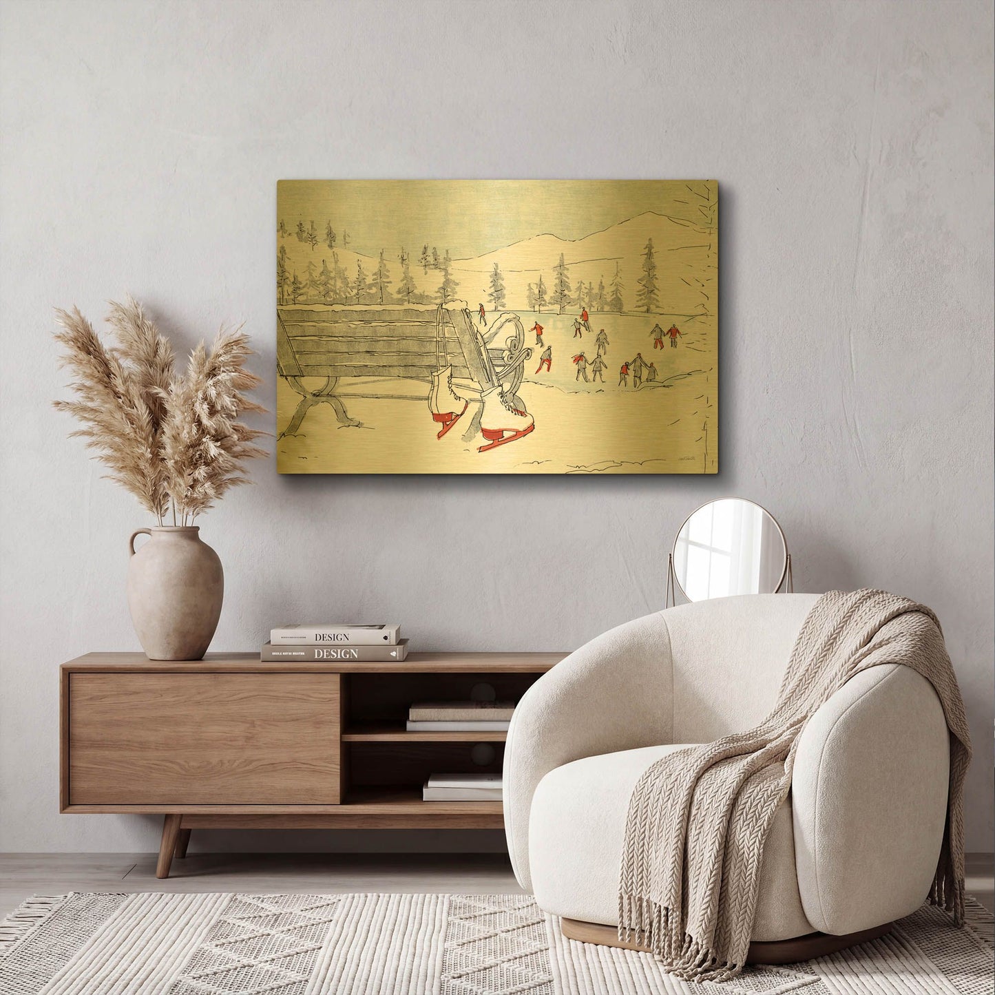 'Winter Fashion XI' By Anne Tavoletti Gold Metal Wall Art