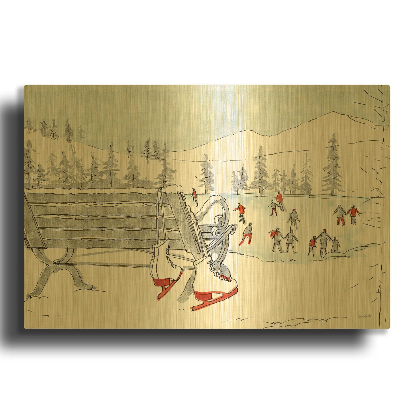 'Winter Fashion XI' By Anne Tavoletti Gold Metal Wall Art