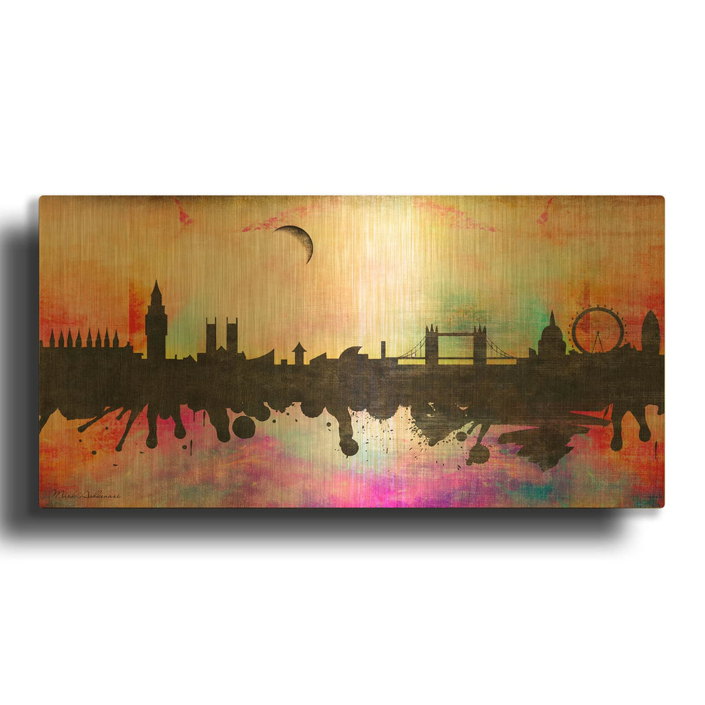 'London 1' By Mark Ashkenazi Gold Metal Wall Art