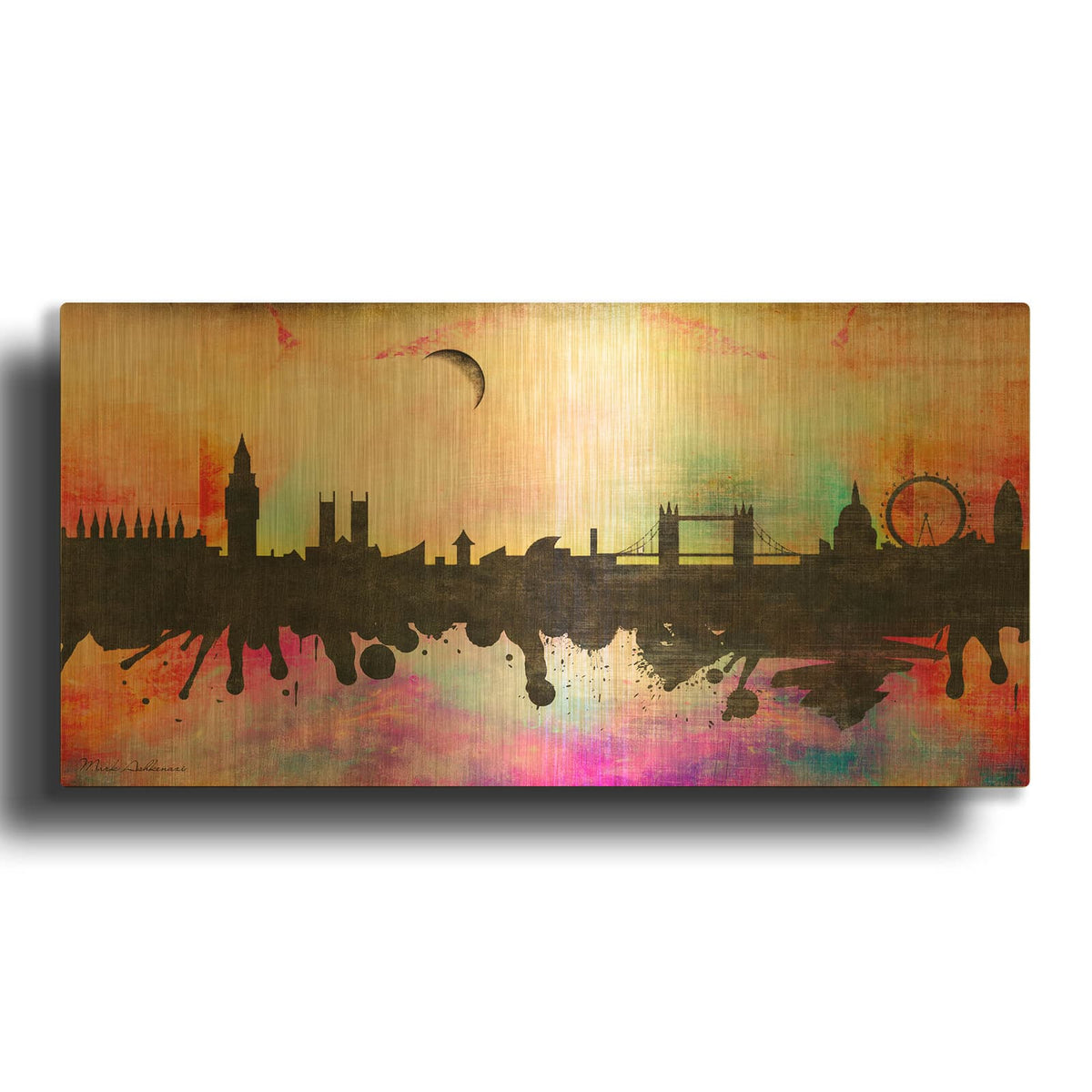 'London 1' By Mark Ashkenazi Gold Metal Wall Art