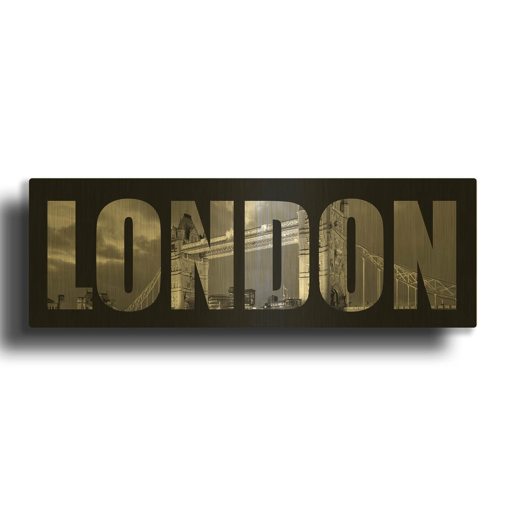'London City Photos Black And White' By Mark Ashkenazi Gold Metal Wall Art