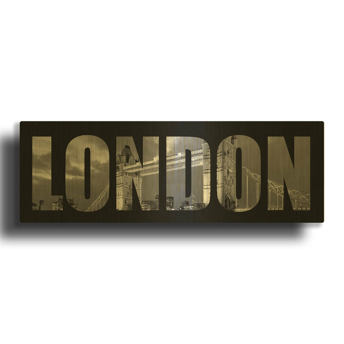 'London City Photos Black And White' By Mark Ashkenazi Gold Metal Wall Art