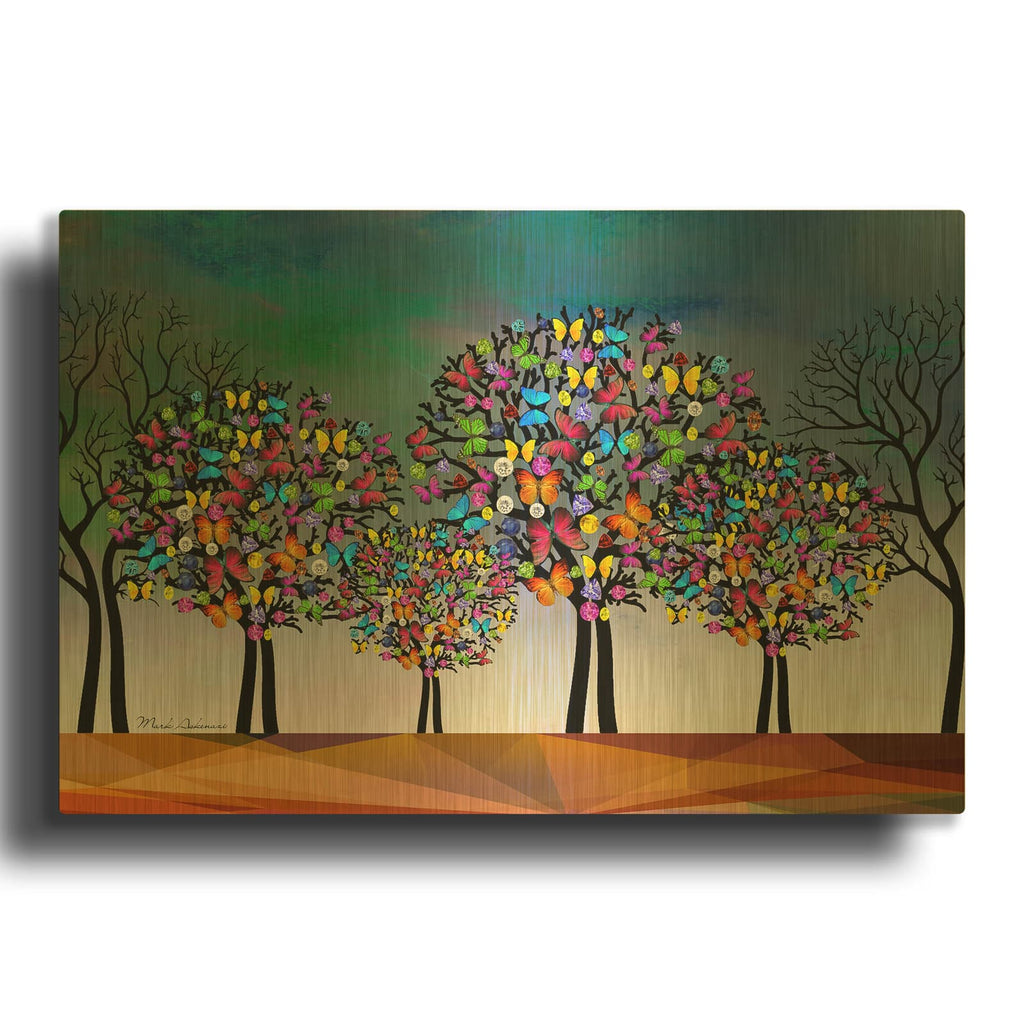 'Mark Tree' By Mark Ashkenazi Gold Metal Wall Art