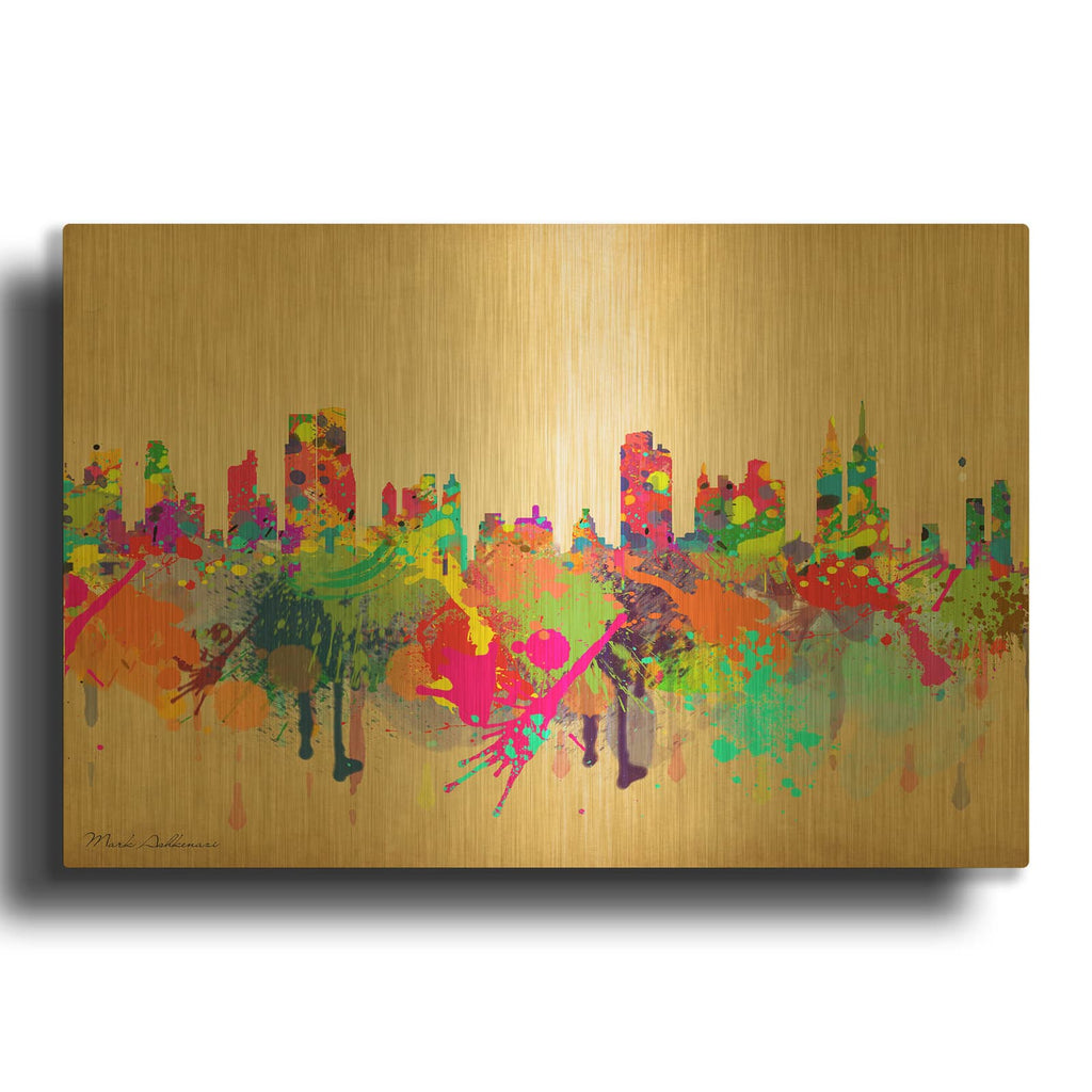 'New York 1' By Mark Ashkenazi Gold Metal Wall Art