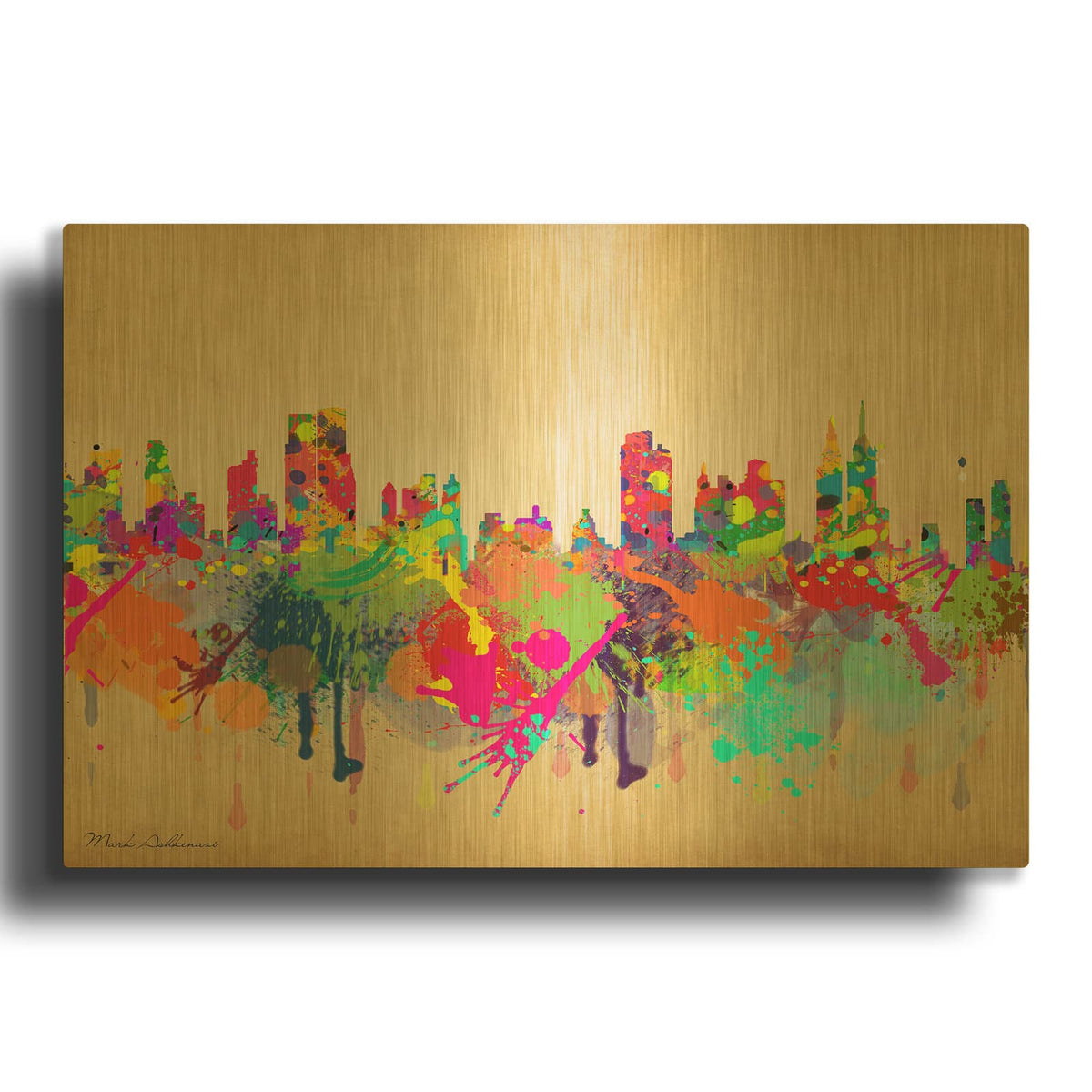 'New York 1' By Mark Ashkenazi Gold Metal Wall Art