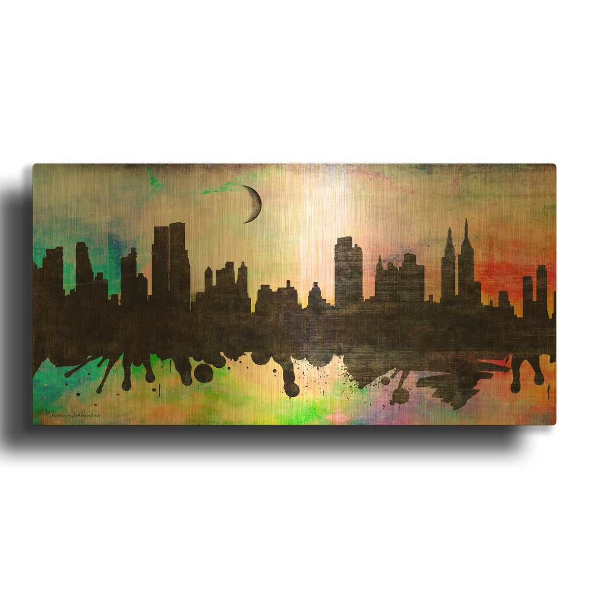 'New York 2' By Mark Ashkenazi Gold Metal Wall Art