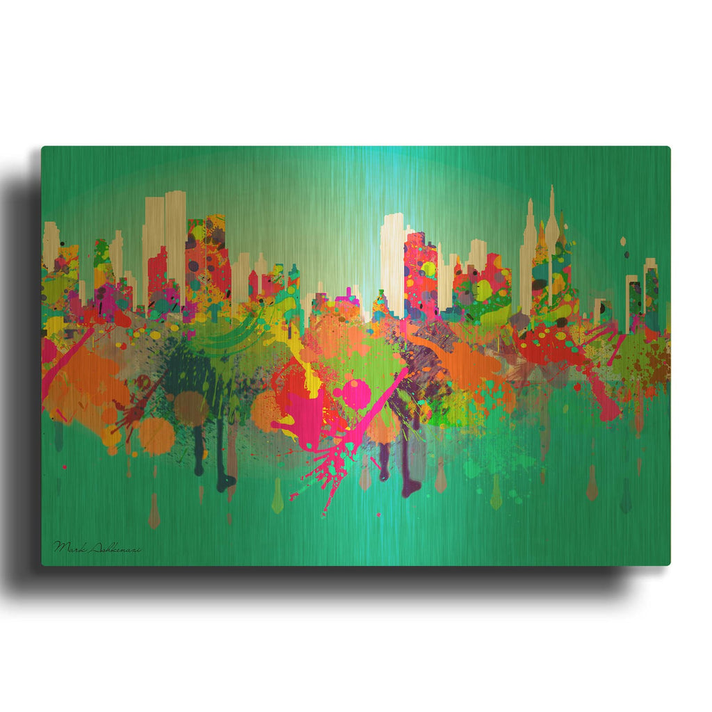 'New York 3' By Mark Ashkenazi Gold Metal Wall Art