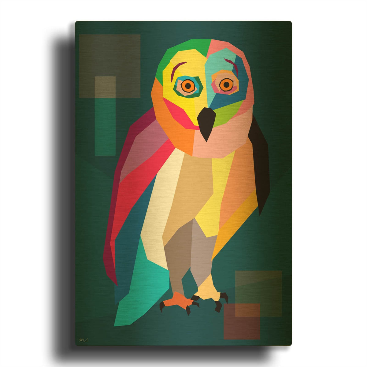 'Owl Wpap' By Mark Ashkenazi Gold Metal Wall Art