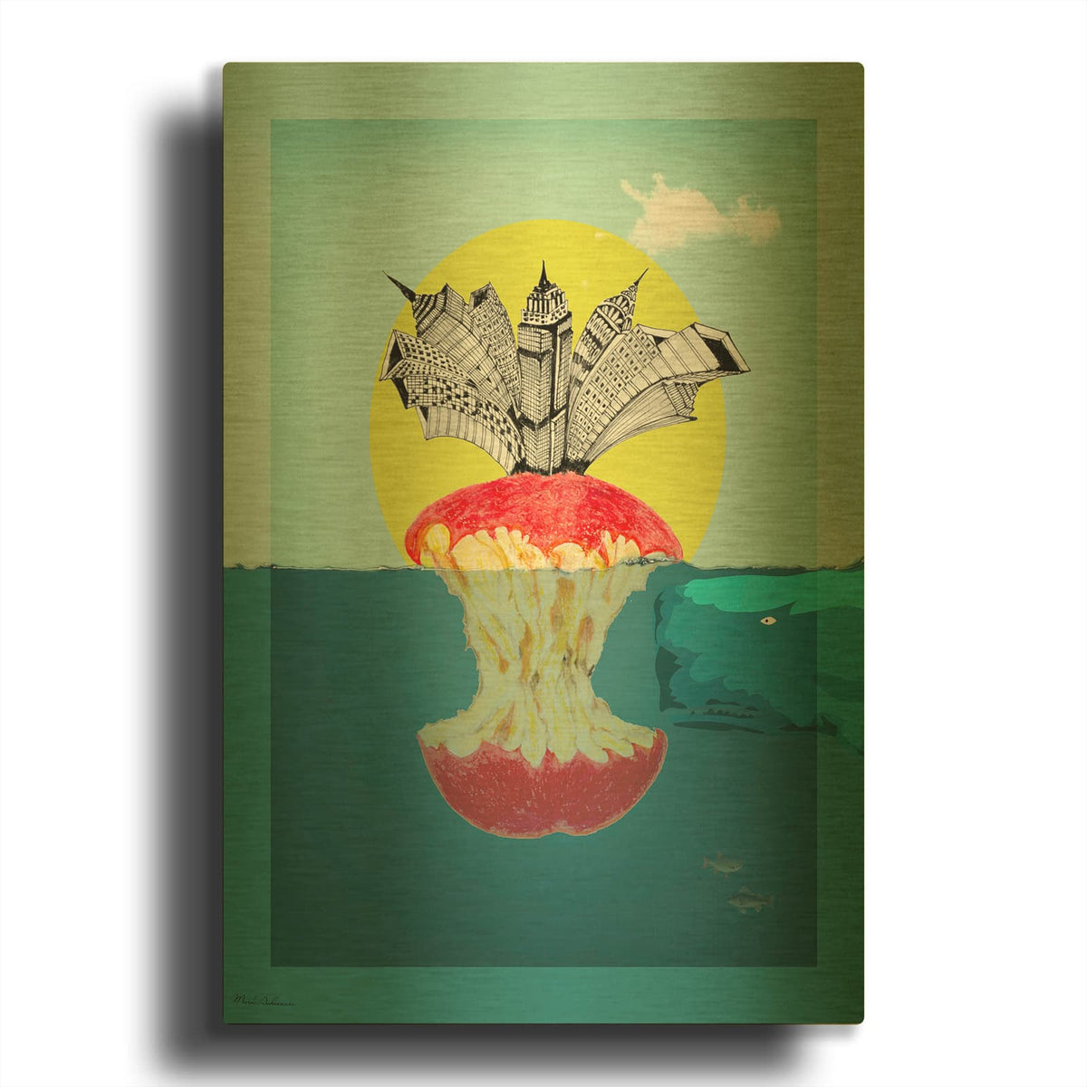 'Sea Life 9' By Mark Ashkenazi Gold Metal Wall Art