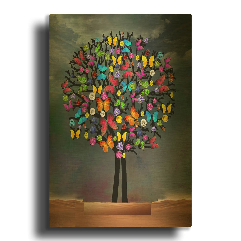 'Tree New' By Mark Ashkenazi Gold Metal Wall Art