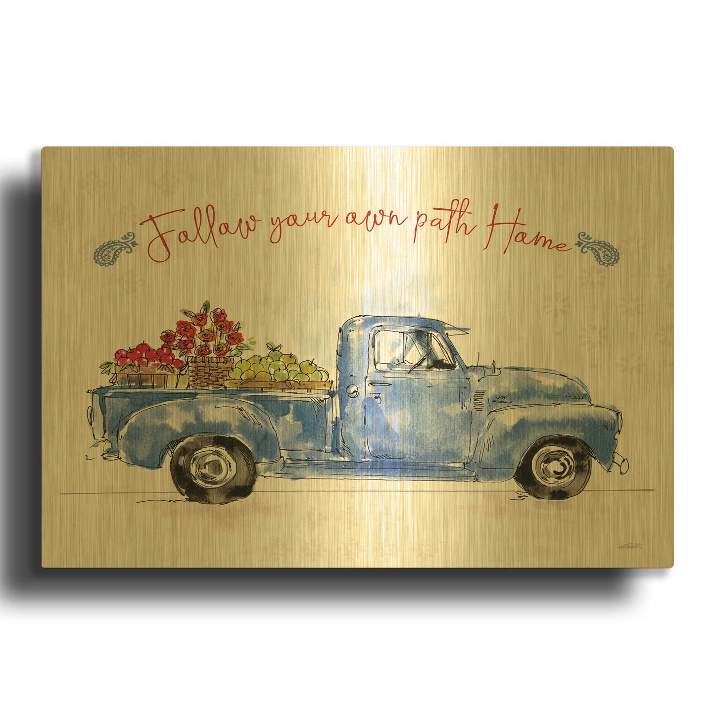'Americana Mood VIII' By Anne Tavoletti Gold Metal Wall Art