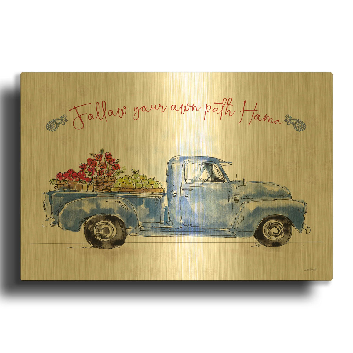 'Americana Mood VIII' By Anne Tavoletti Gold Metal Wall Art