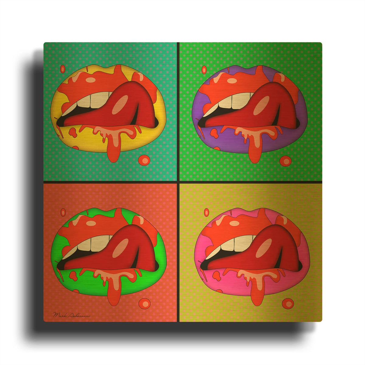 'Lips 2' By Mark Ashkenazi Gold Metal Wall Art