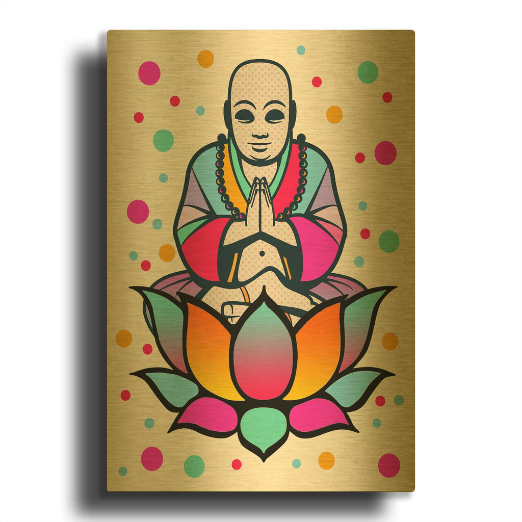 'Buddha' By Mark Ashkenazi Gold Metal Wall Art