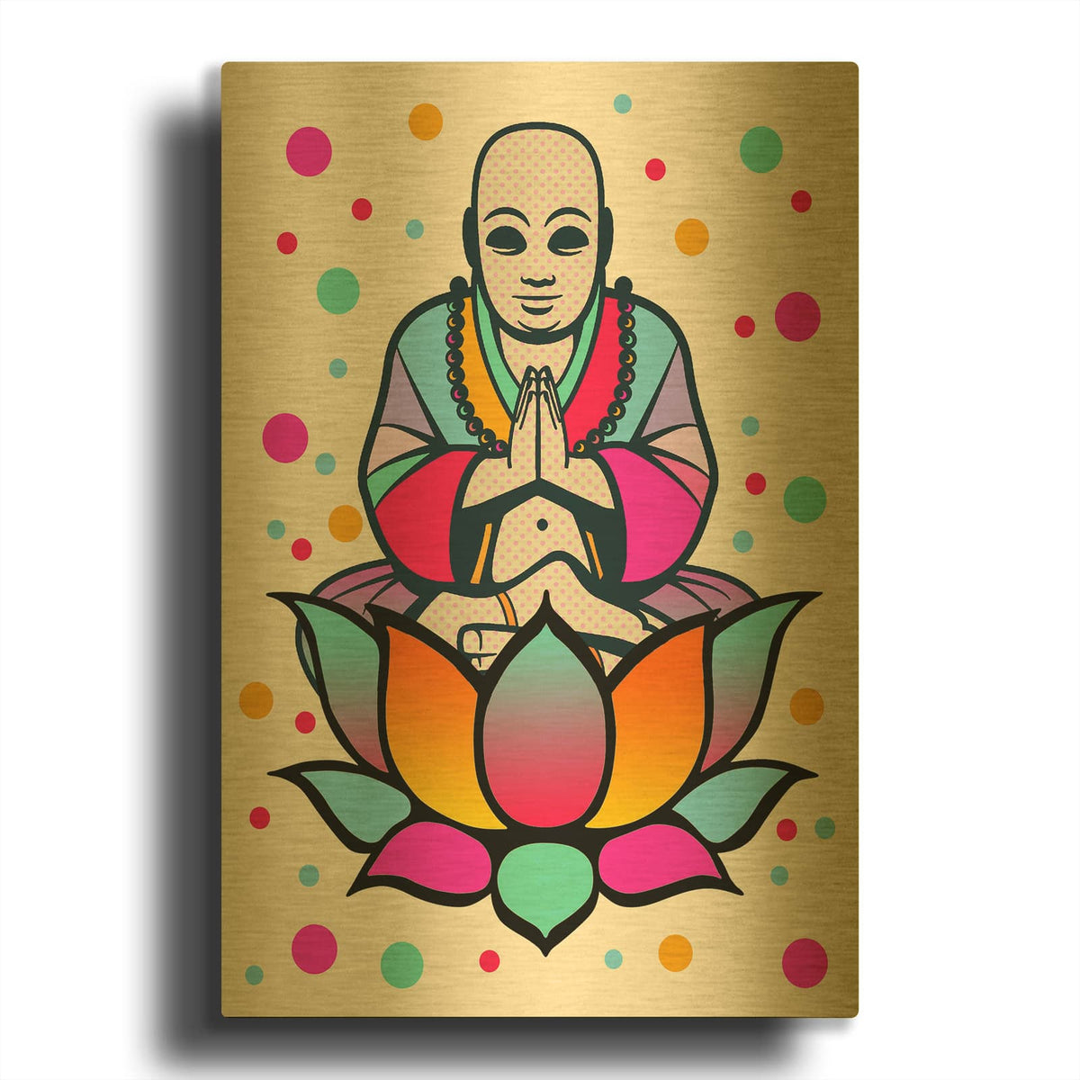 'Buddha' By Mark Ashkenazi Gold Metal Wall Art
