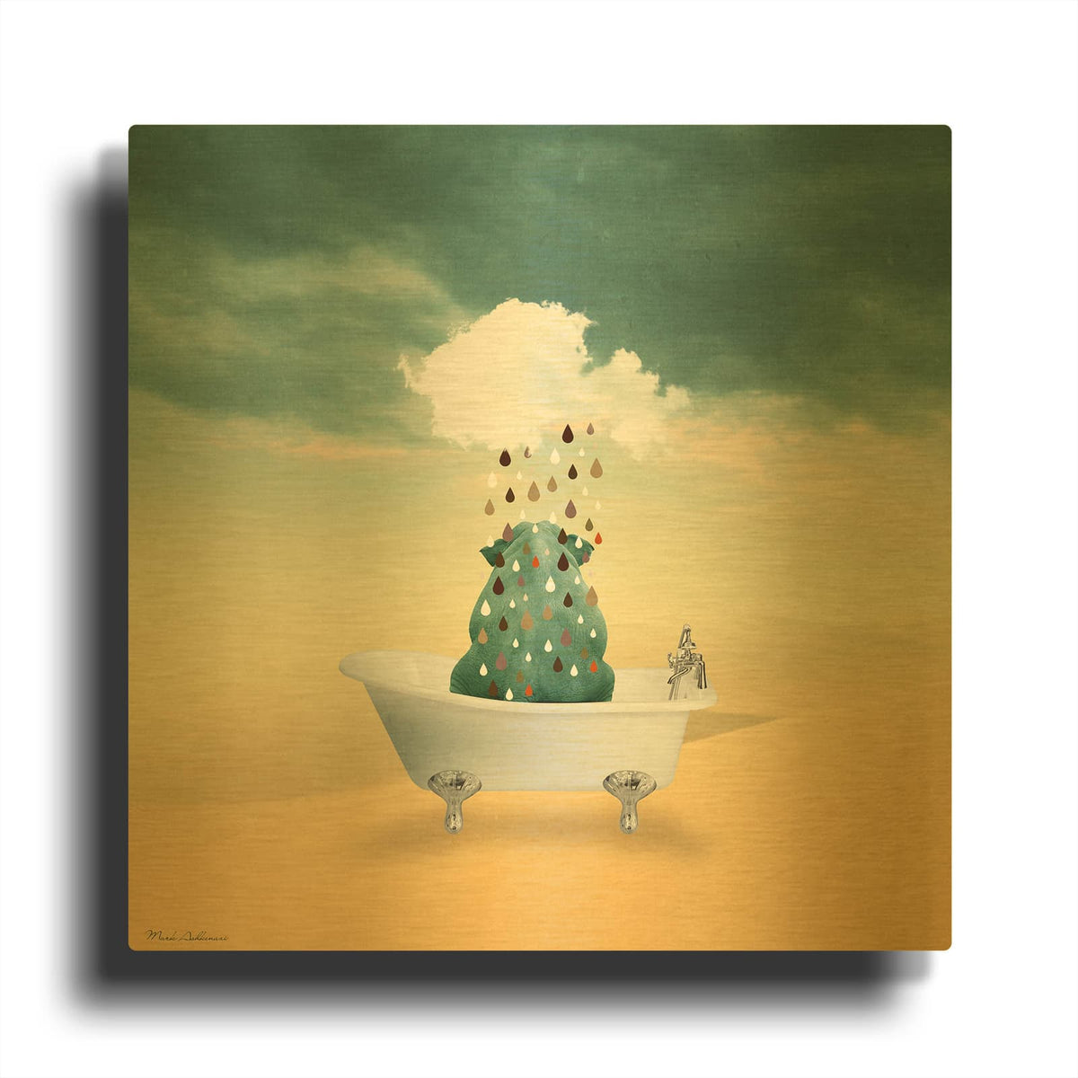 'Helephent' By Mark Ashkenazi Gold Metal Wall Art