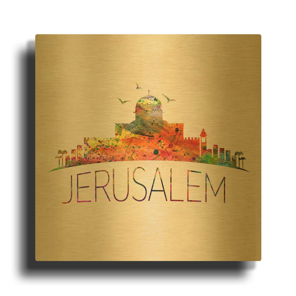 'Jerusalem' By Mark Ashkenazi Gold Metal Wall Art