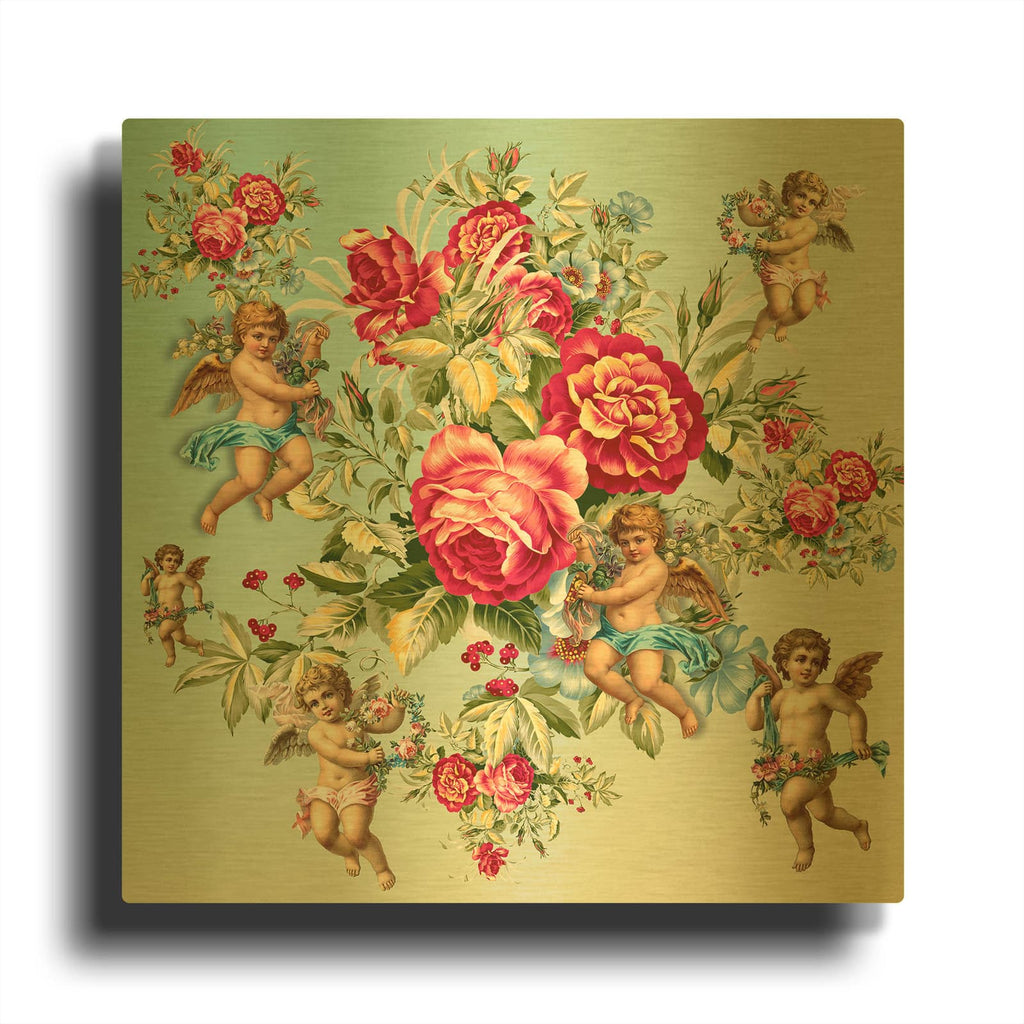 'Roses 2' By Mark Ashkenazi Gold Metal Wall Art