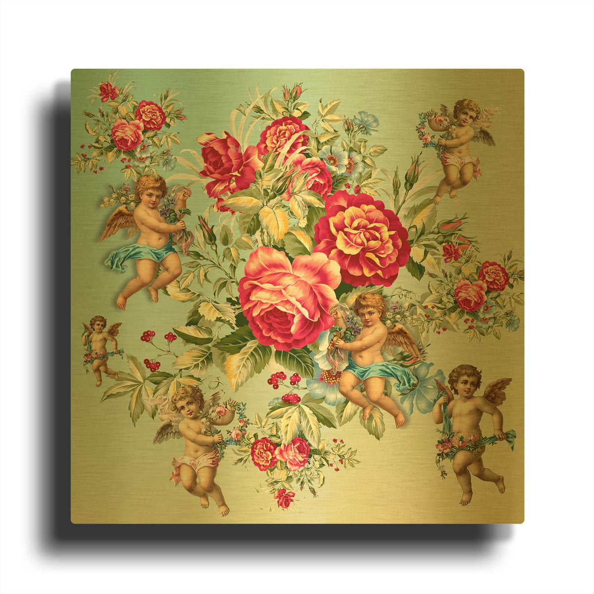 'Roses 2' By Mark Ashkenazi Gold Metal Wall Art