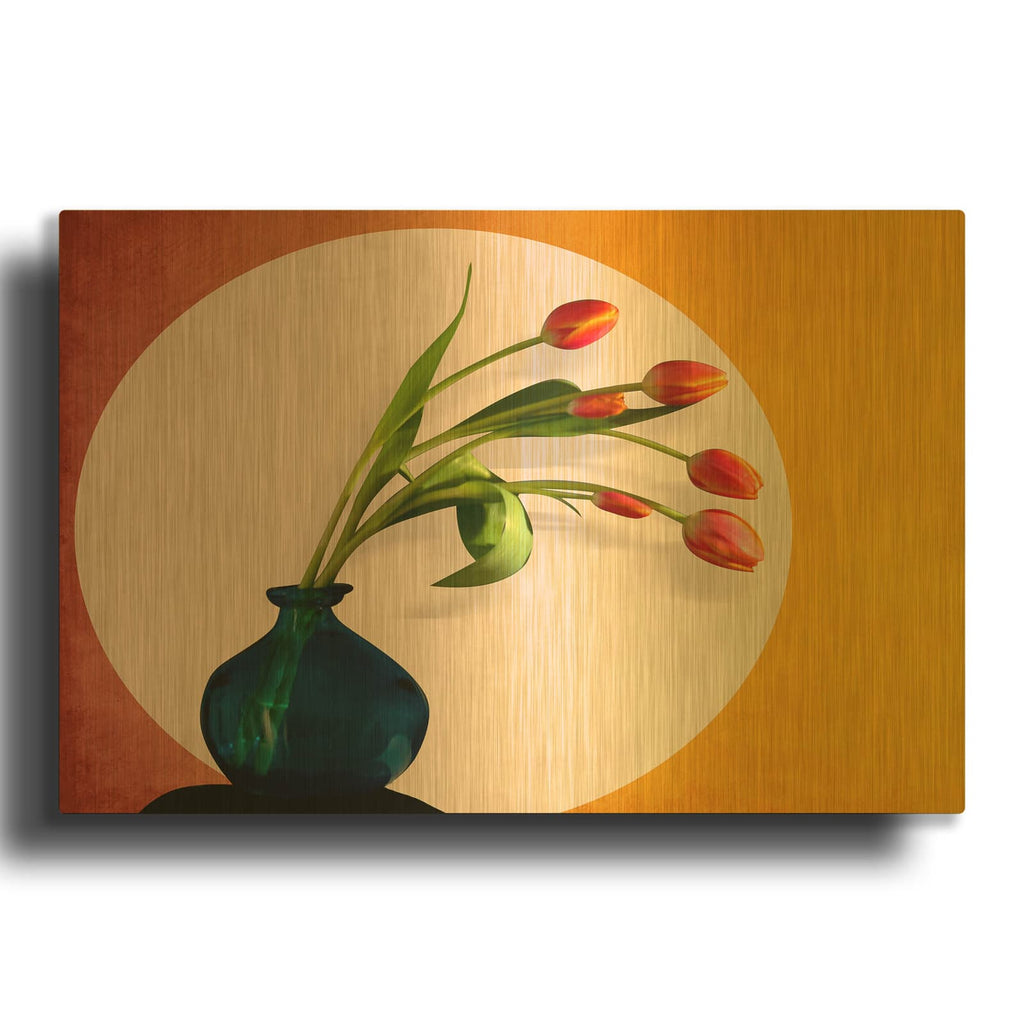 'Tulips 3' By Mark Ashkenazi Gold Metal Wall Art