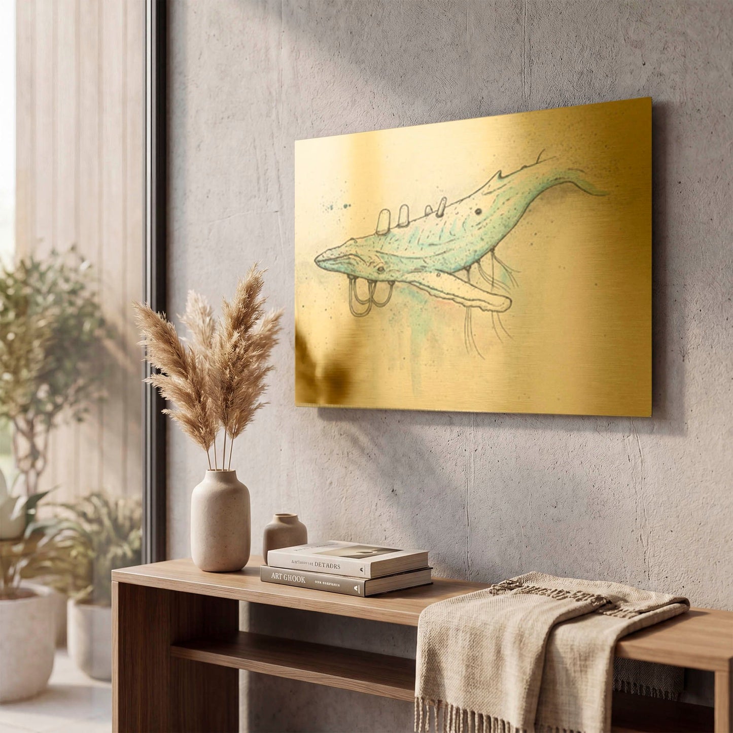 'Whale' By Craig Snodgrass Gold Metal Wall Art