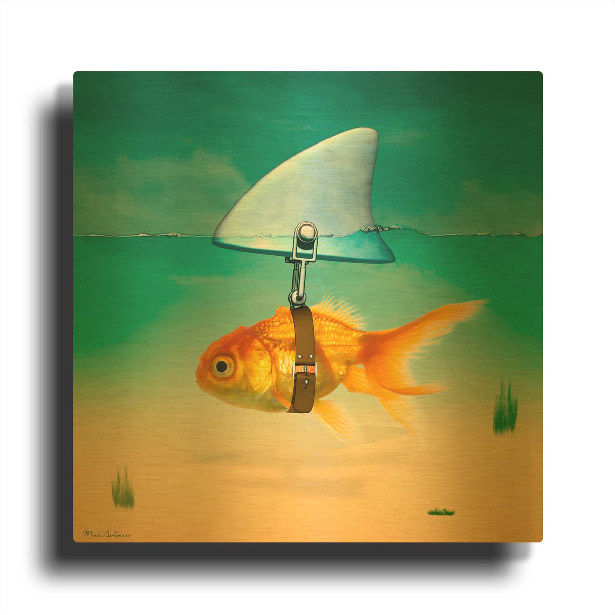 'Gold Fish' By Mark Ashkenazi Gold Metal Wall Art