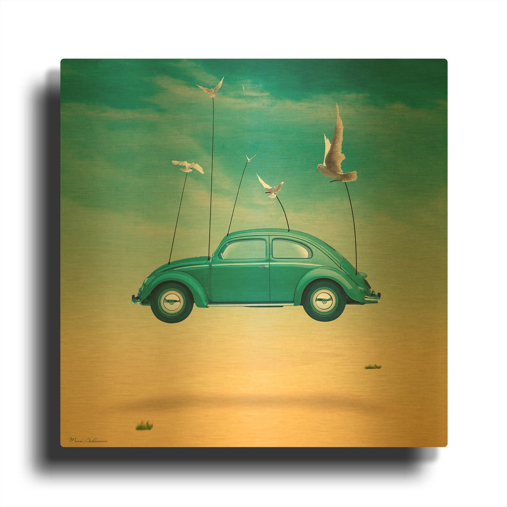 'Flying Car 2' By Mark Ashkenazi Gold Metal Wall Art