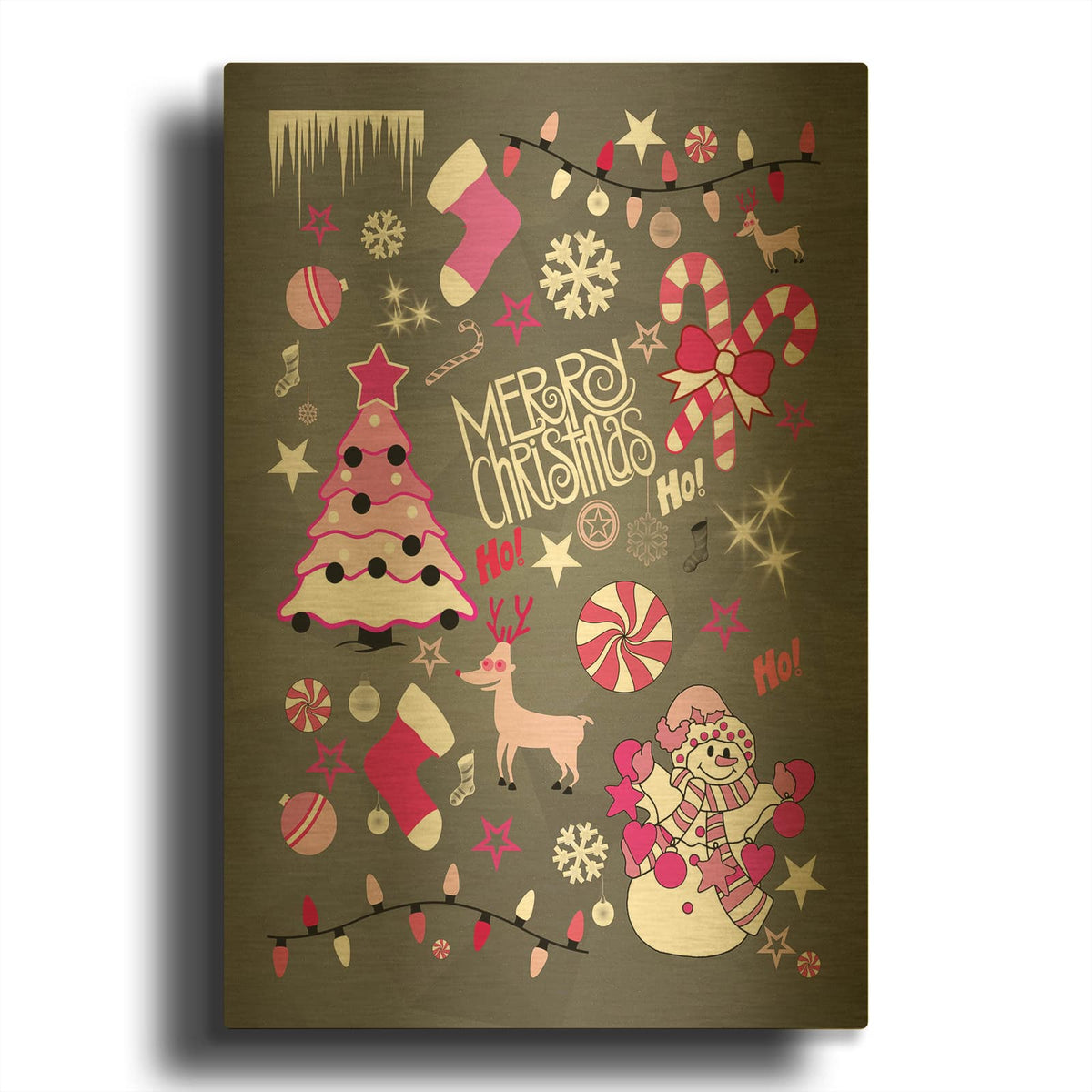'Pink Xmas' By Mark Ashkenazi Gold Metal Wall Art