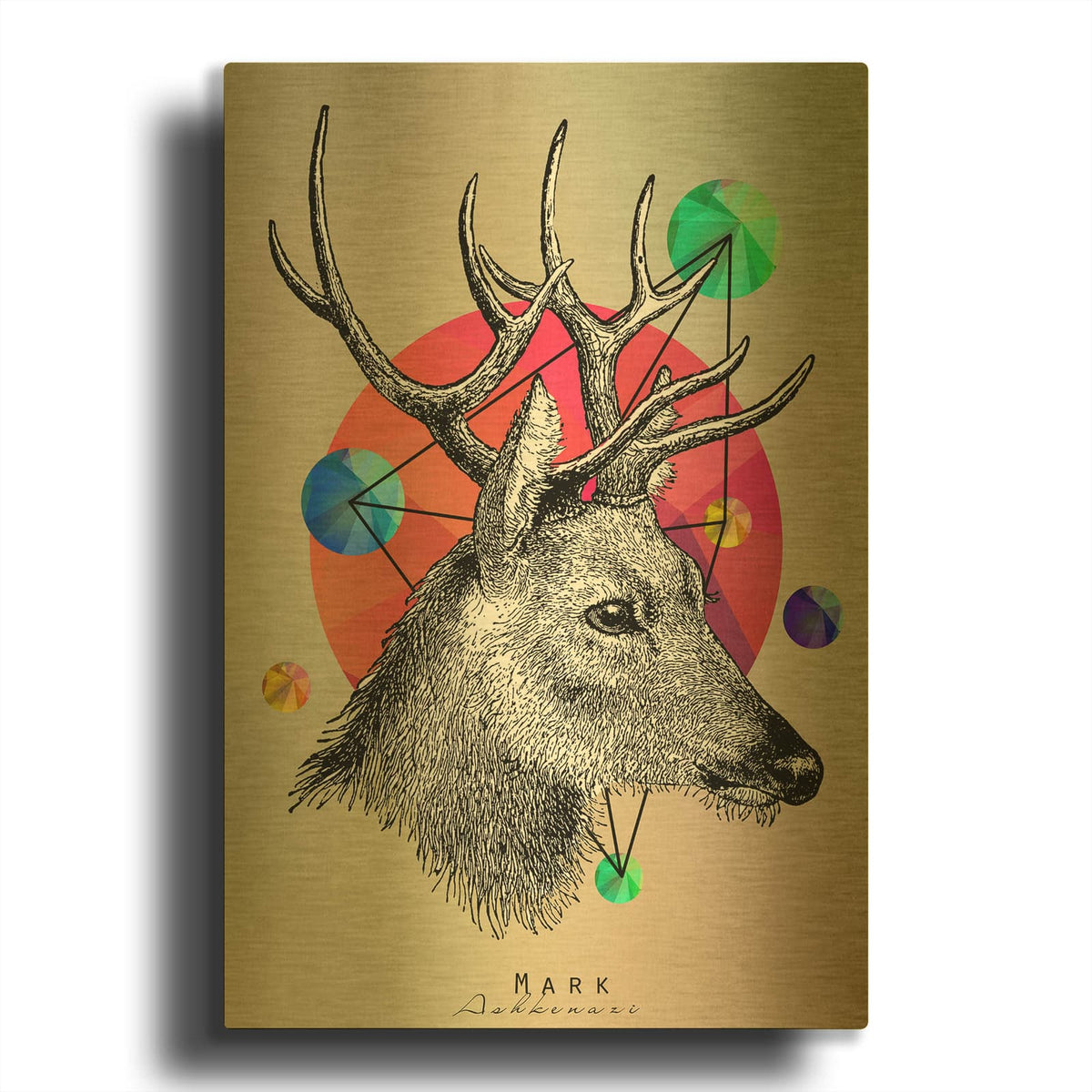 'Deer New' By Mark Ashkenazi Gold Metal Wall Art