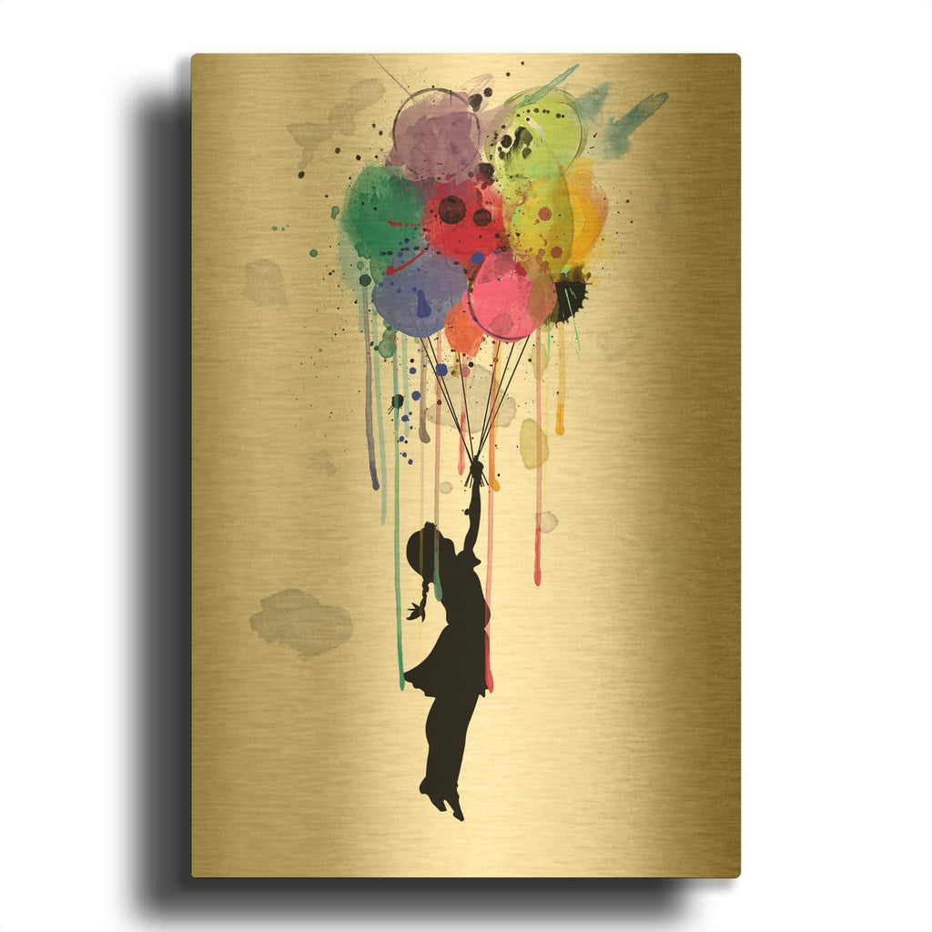 'Drips Balloon' By Mark Ashkenazi Gold Metal Wall Art