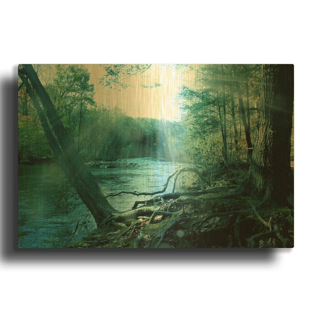 'River Morning' By Mark Ashkenazi Gold Metal Wall Art