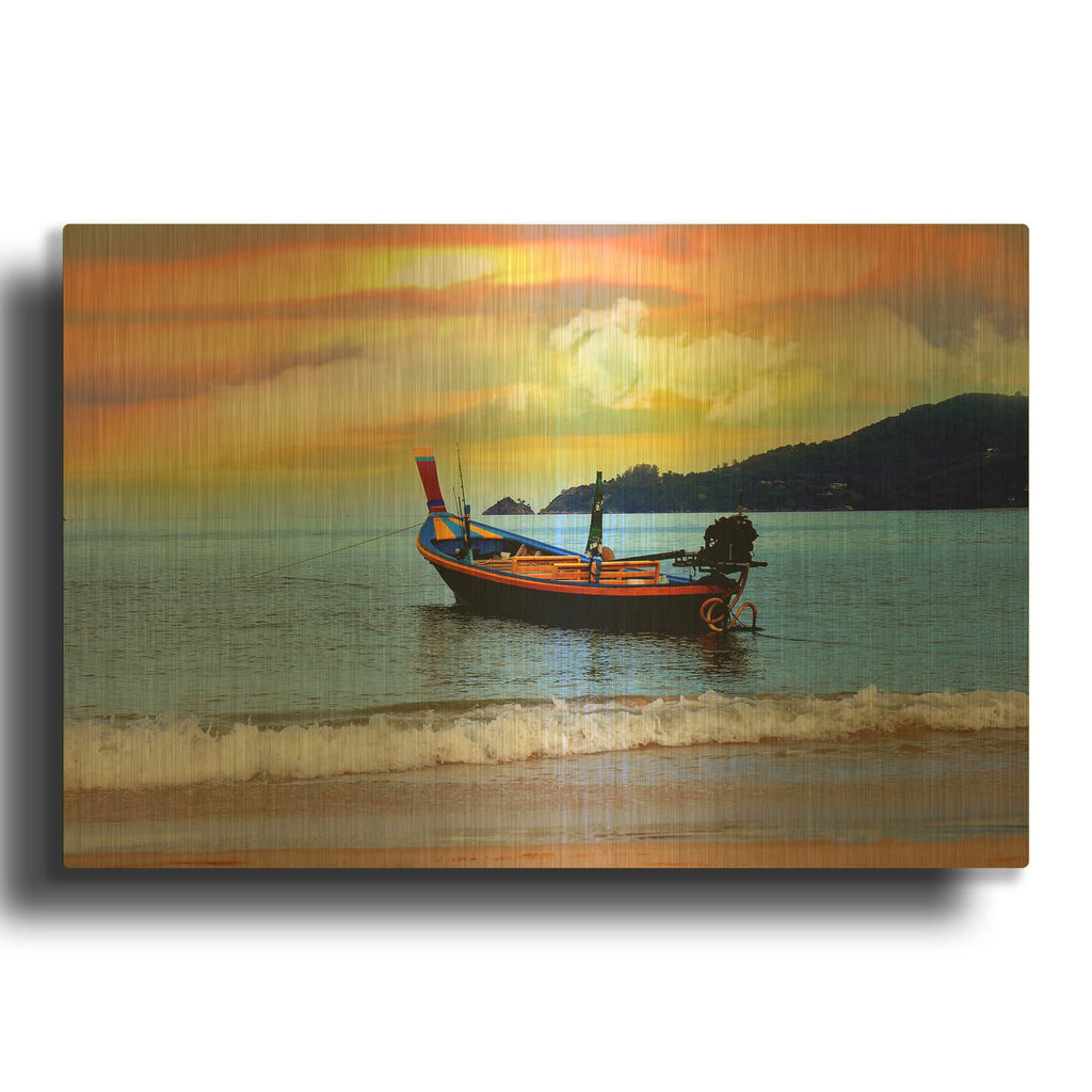 'Beach Sunset' By Mark Ashkenazi Gold Metal Wall Art