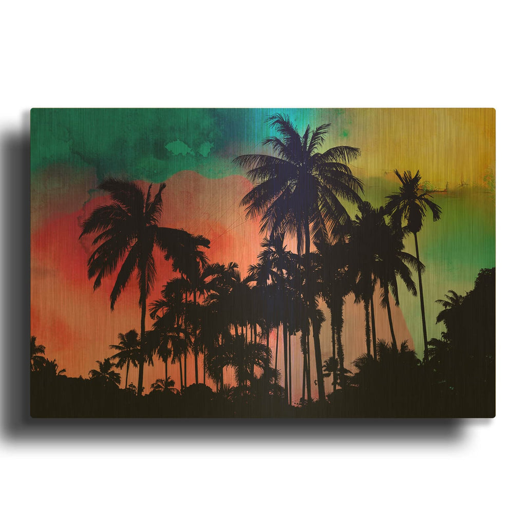 'Coastal Palms 2' By Mark Ashkenazi Gold Metal Wall Art