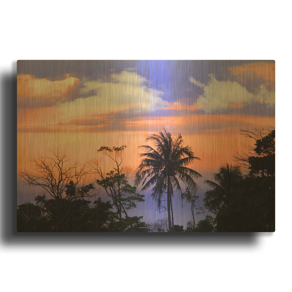 'Coastal Palms 3' By Mark Ashkenazi Gold Metal Wall Art