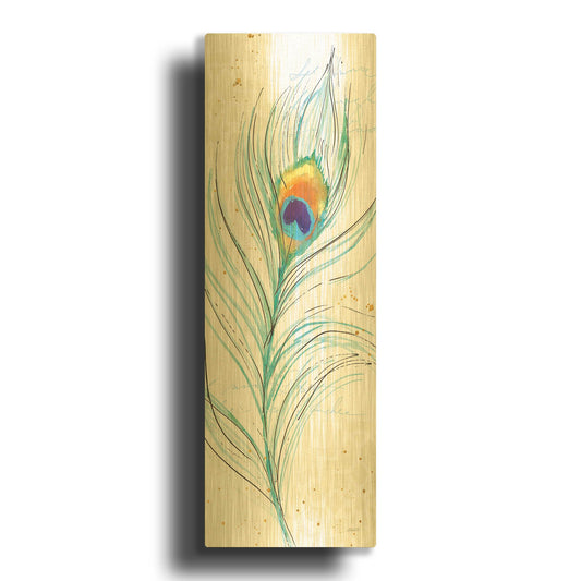 'Peacock Garden V' By Anne Tavoletti Gold Metal Wall Art