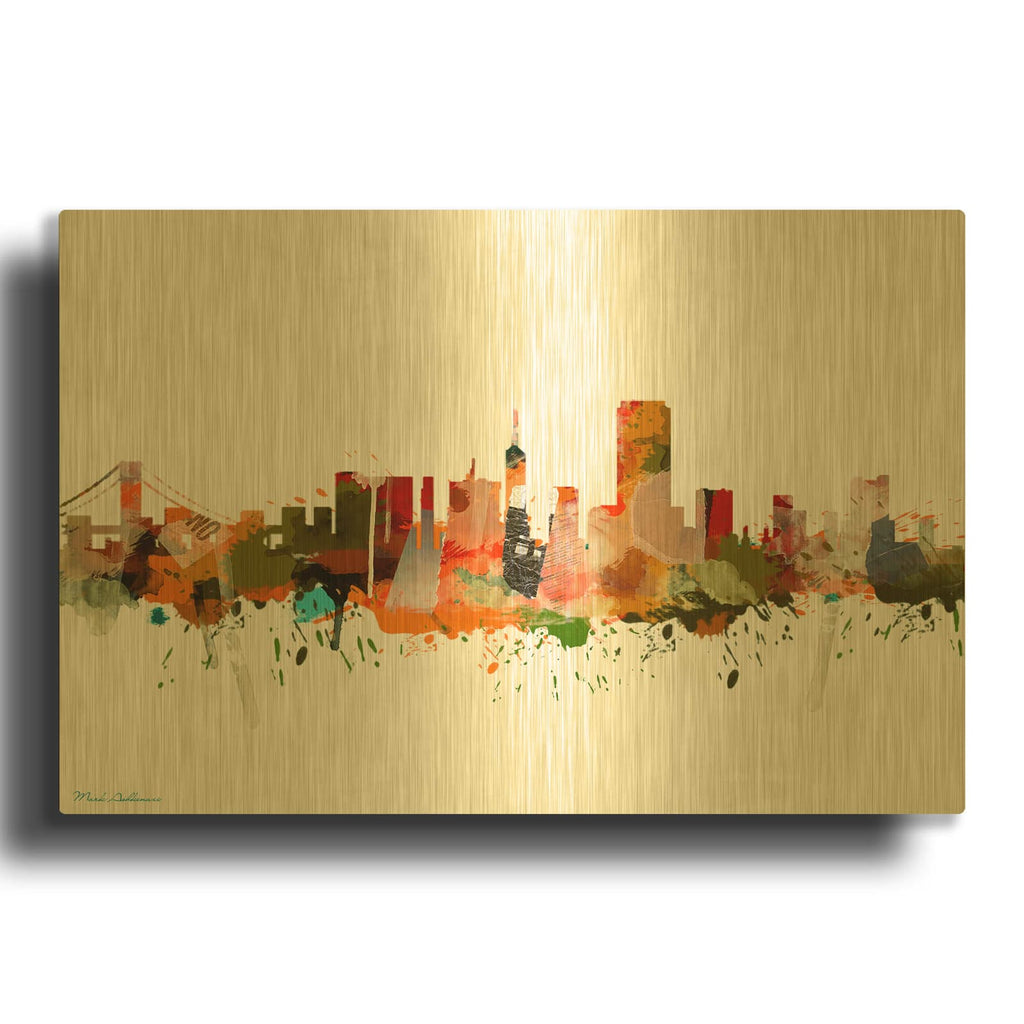 'San Francisco California Mark 2' By Mark Ashkenazi Gold Metal Wall Art