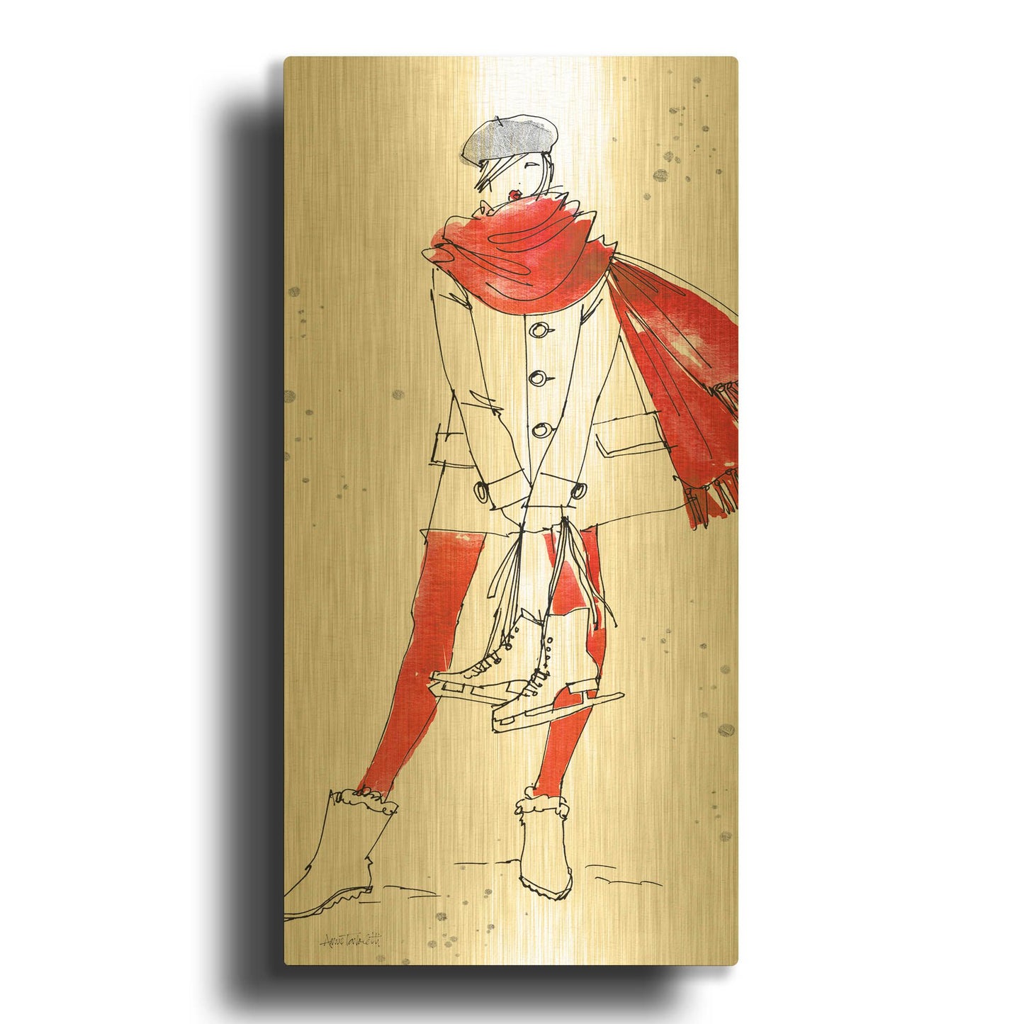 'Winter Fashion IV' By Anne Tavoletti Gold Metal Wall Art