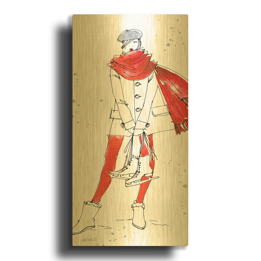 'Winter Fashion IV' By Anne Tavoletti Gold Metal Wall Art