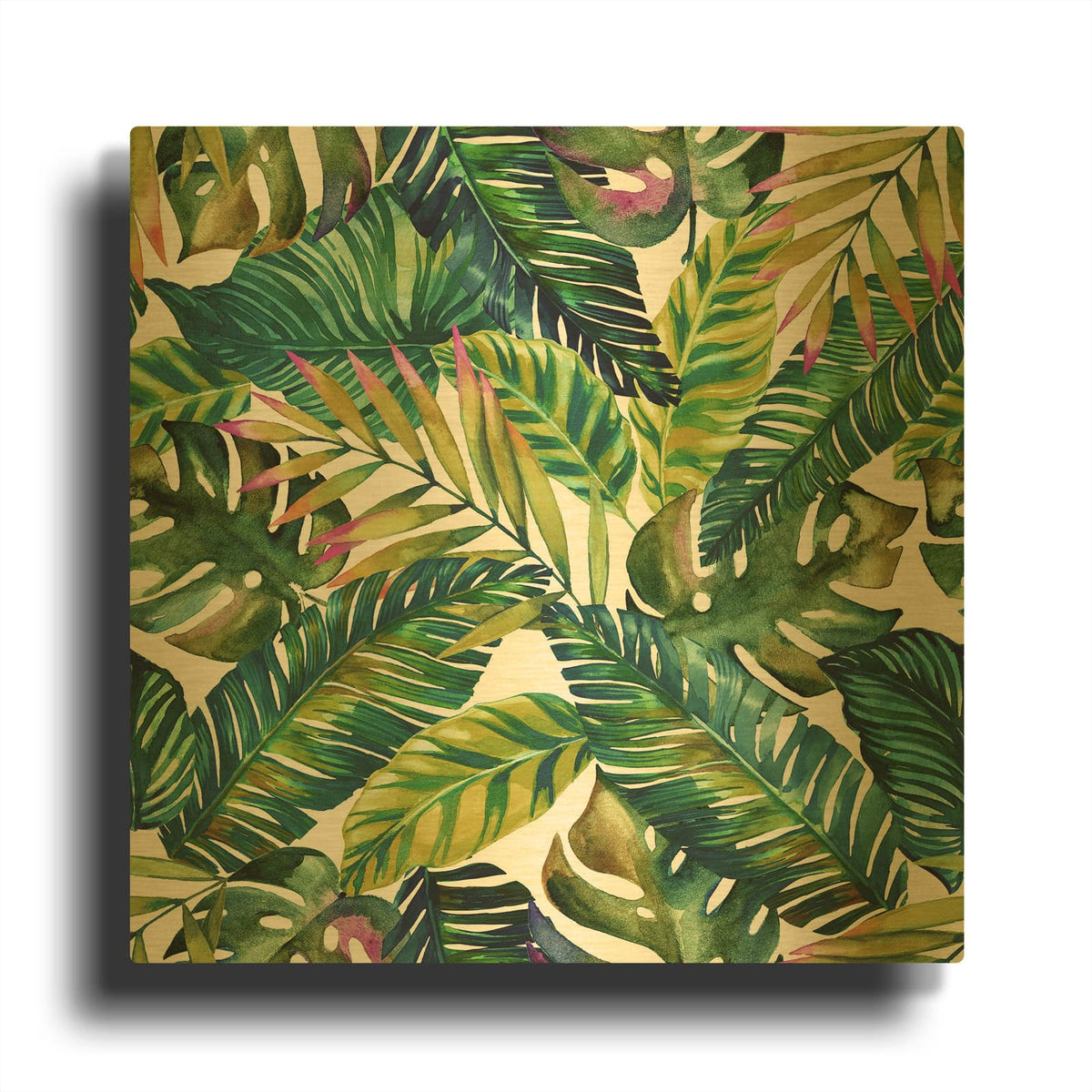 'Tropical Leaves' By Mark Ashkenazi Gold Metal Wall Art