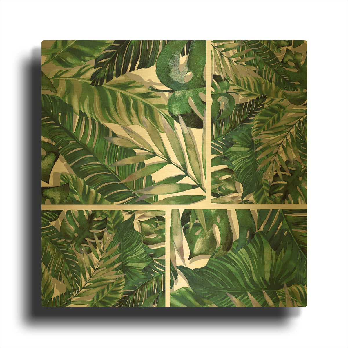 'Tropical Leaves 3' By Mark Ashkenazi Gold Metal Wall Art
