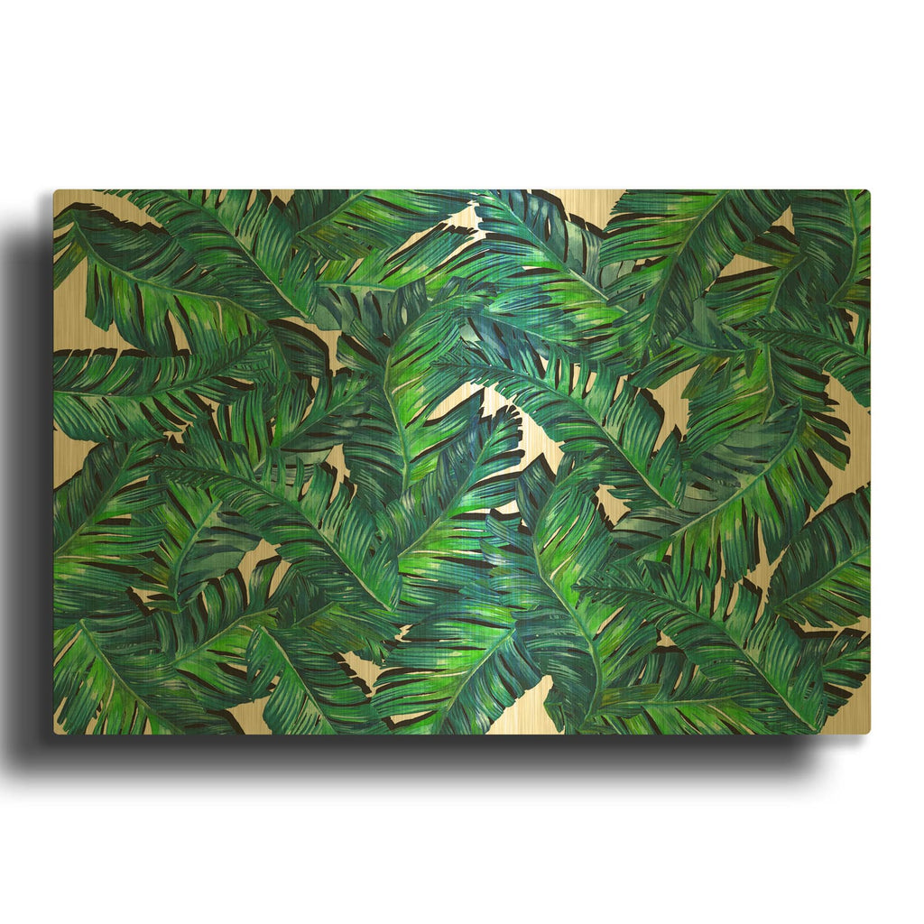 'Tropical Leaves 4' By Mark Ashkenazi Gold Metal Wall Art