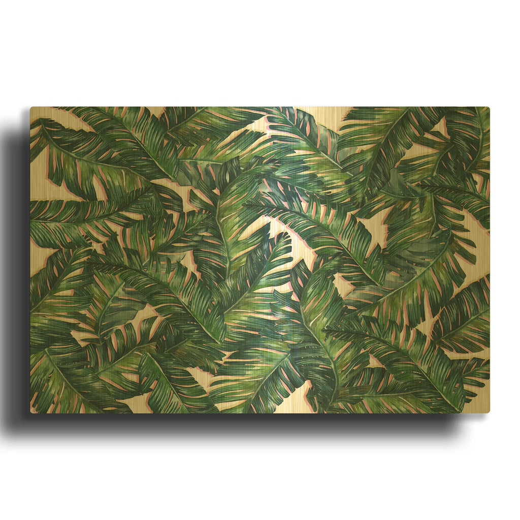 'Tropical Leaves 5' By Mark Ashkenazi Gold Metal Wall Art