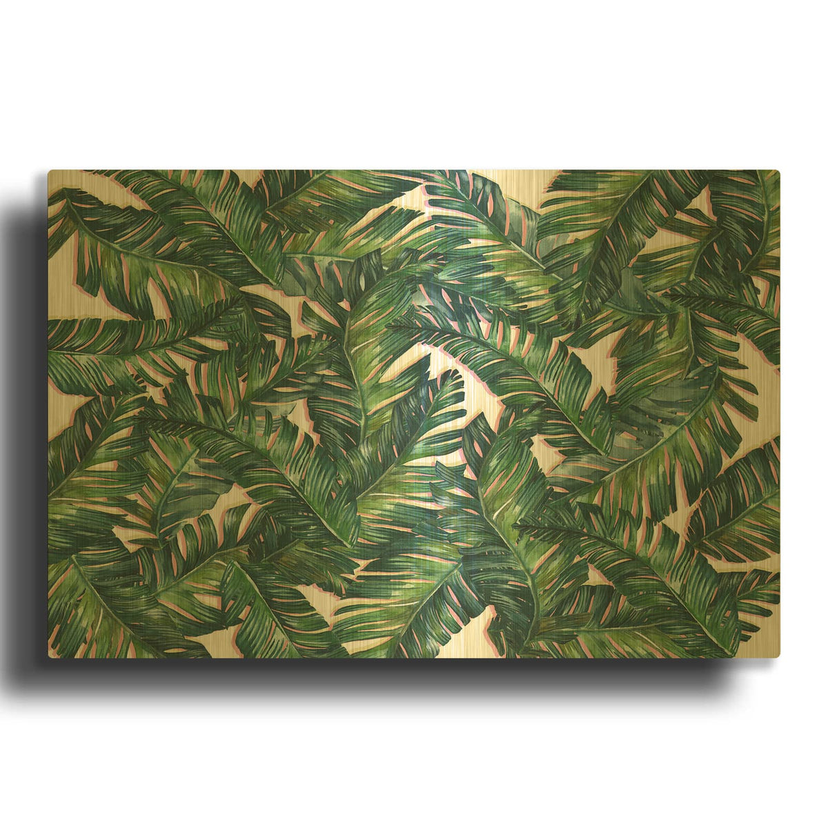 'Tropical Leaves 5' By Mark Ashkenazi Gold Metal Wall Art
