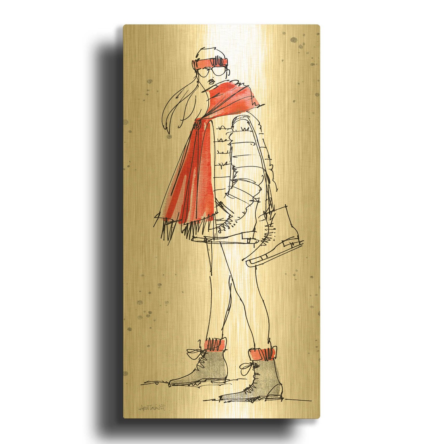 'Winter Fashion II' By Anne Tavoletti Gold Metal Wall Art