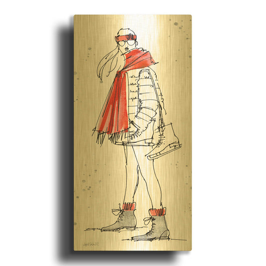 'Winter Fashion II' By Anne Tavoletti Gold Metal Wall Art