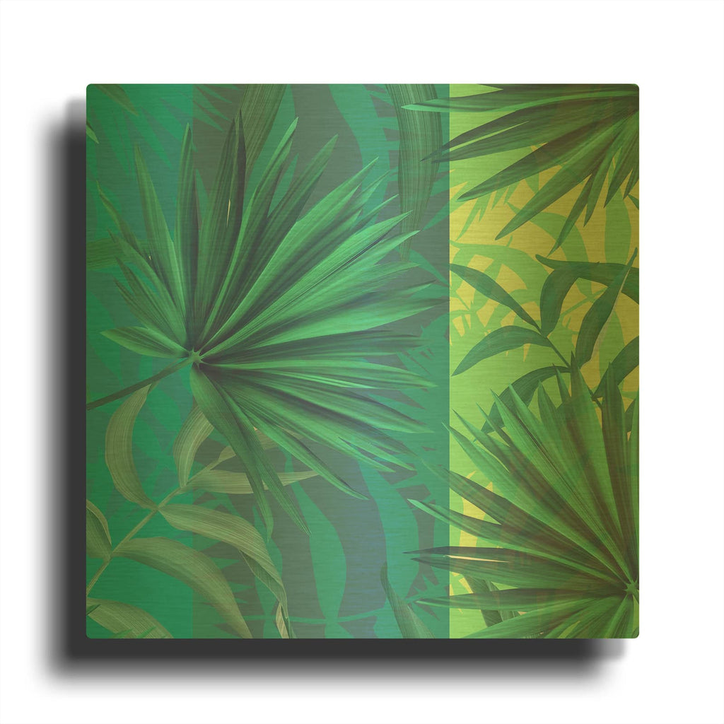 'Tropical Leaves 8' By Mark Ashkenazi Gold Metal Wall Art