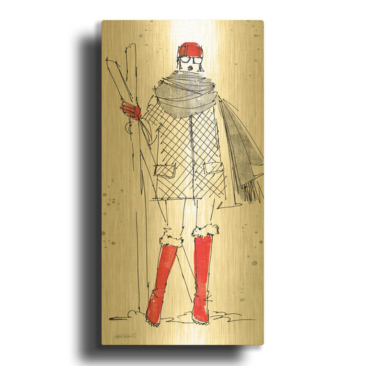 'Winter Fashion I' By Anne Tavoletti Gold Metal Wall Art