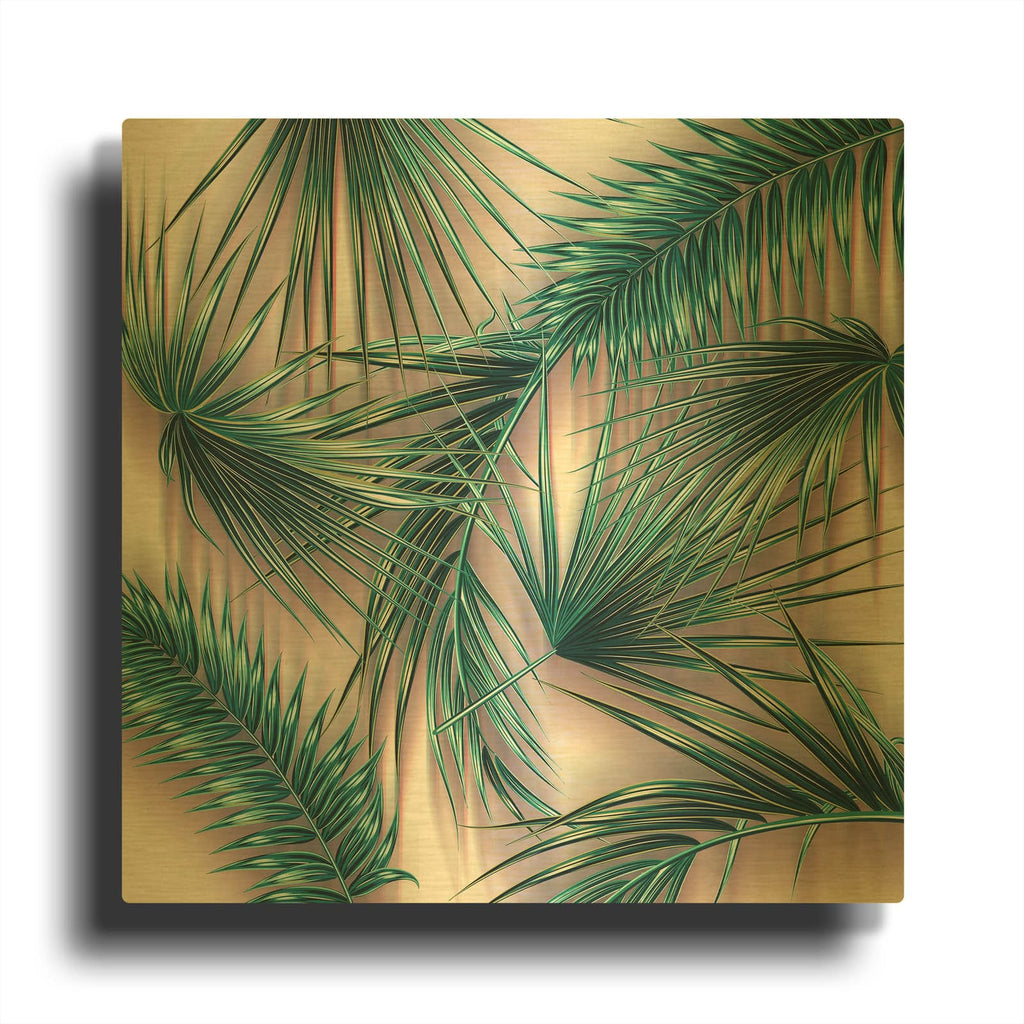 'Tropical Vector' By Mark Ashkenazi Gold Metal Wall Art